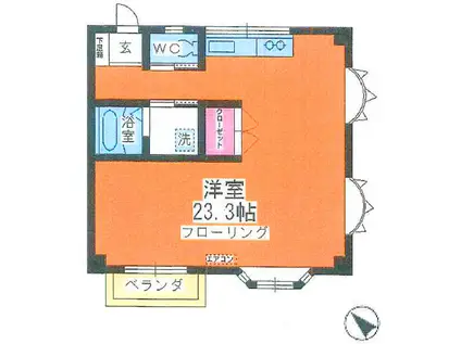 小林ビル(ワンルーム/2階)の間取り写真