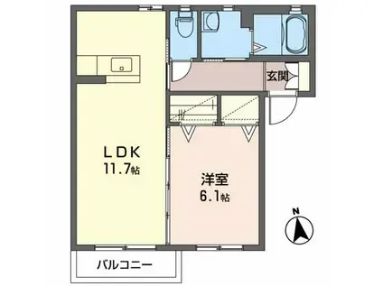 シャーメゾン・モカ(1LDK/2階)の間取り写真