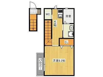 KICKY EKER(1K/2階)の間取り写真