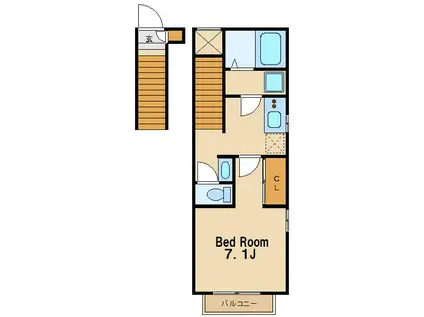 ラ・プリム(1K/2階)の間取り写真