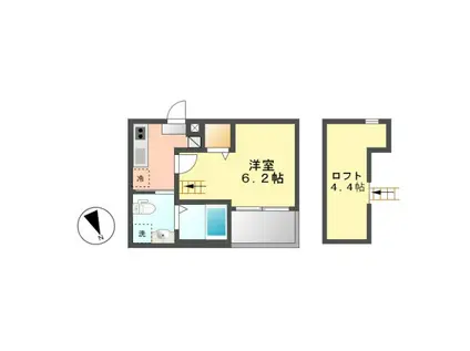 アロウ中小田井(1SK/1階)の間取り写真