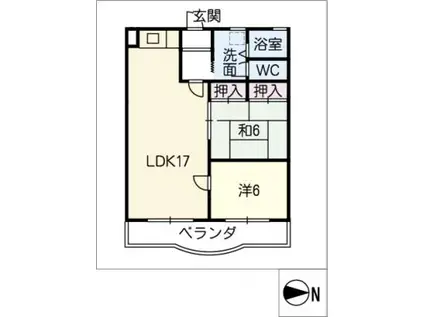 グリーンハウス鵜沼(2LDK/2階)の間取り写真