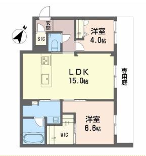 シャーメゾン高宮通(2LDK/1階)の間取り写真