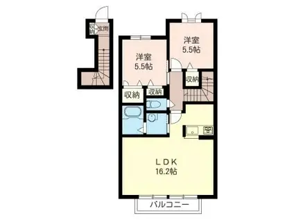 プランドールB(2LDK/2階)の間取り写真