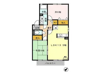 F.K.グリーンヒル(2LDK/2階)の間取り写真