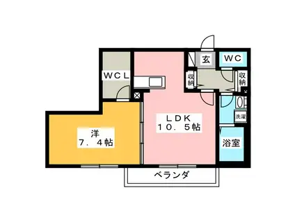 TOKIテラス小田三(1LDK/2階)の間取り写真