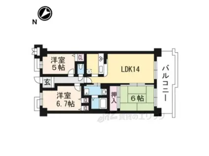 サンシティ大津石山(3LDK/3階)の間取り写真