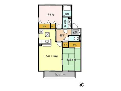 オリエントクレスト(2LDK/1階)の間取り写真