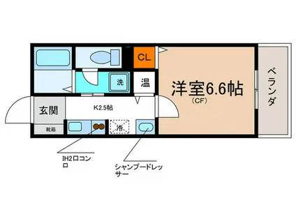 プレリュード石橋(1K/1階)の間取り写真