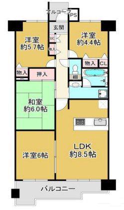 ネオハイツ姫路アメティ228(4LDK/11階)の間取り写真
