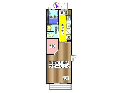 アルト緑町(1K/2階)の間取り写真