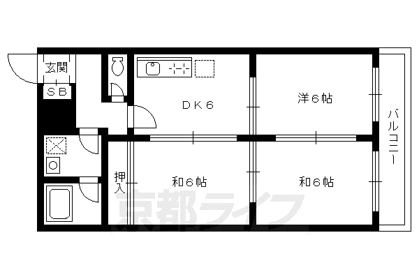 コンフォール北白川II(3DK/3階)の間取り写真