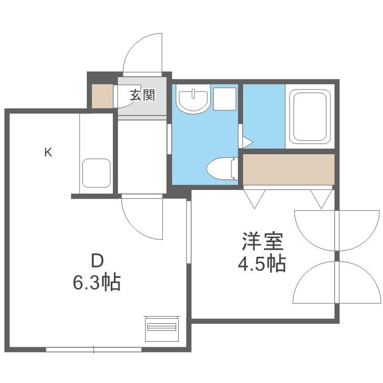 ティラ学園前(1LDK/2階)の間取り写真