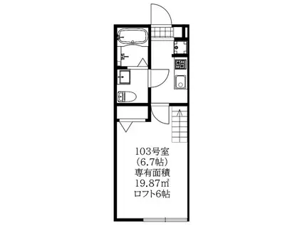 アザーレパッシオ調布(1SK/2階)の間取り写真