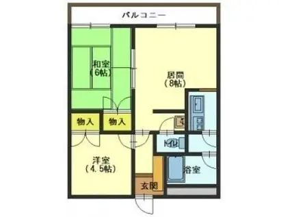 第2シャトウはまなす(2LDK/1階)の間取り写真