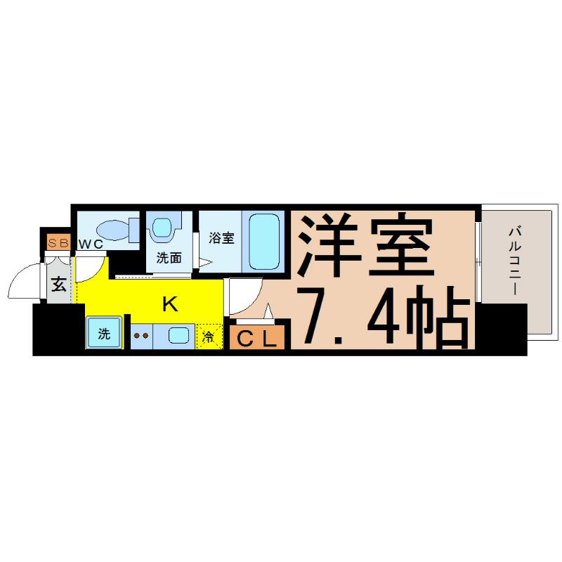 リバーコート砂田橋I(1K/5階)の間取り写真