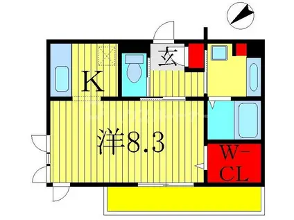 レーヴマニフィック南柏(1K/2階)の間取り写真