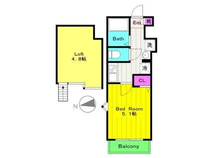 グランクオール西調布(1K/3階)の間取り写真