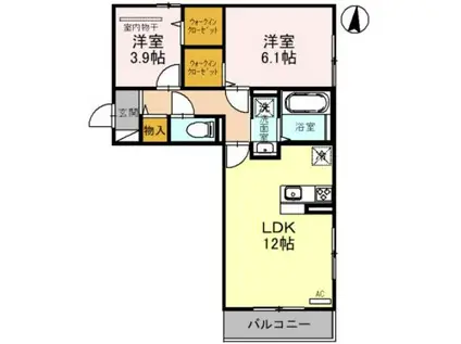 パレスバレイ五色山(2LDK/3階)の間取り写真
