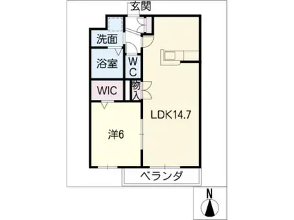 エクセルハイム(1LDK/1階)の間取り写真