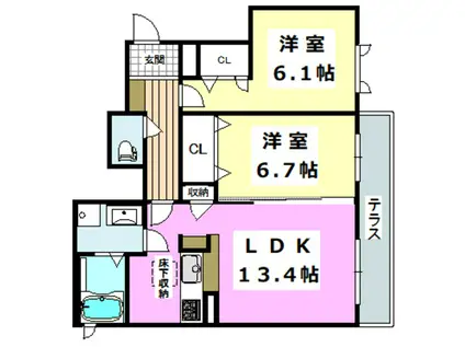 カーサベルデ(2LDK/1階)の間取り写真