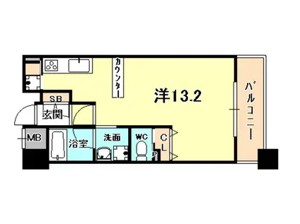 アーバネックス神戸駅前(ワンルーム/9階)の間取り写真