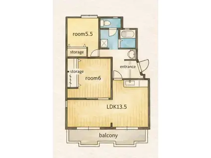 コンフォール高林(2LDK/2階)の間取り写真