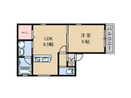 AT EASE SITE1(1LDK/2階)の間取り写真