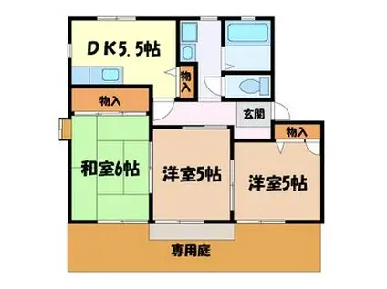 グランデール南山B棟(3DK/1階)の間取り写真