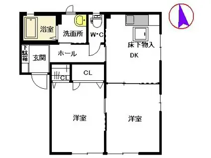 メゾンド・カイロウ  C棟(2K/1階)の間取り写真
