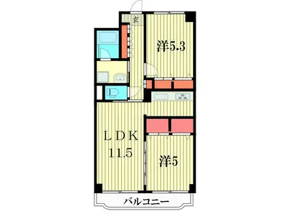 亀有パークマンション(2LDK/4階)の間取り写真
