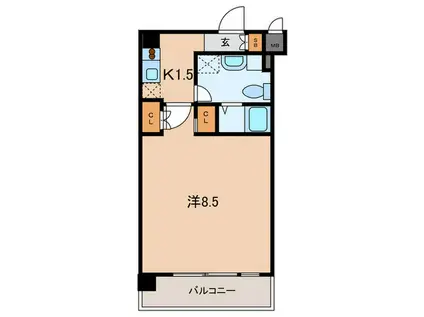 ADEN麻布十番(1K/6階)の間取り写真