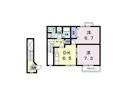 セトル・カンフォタブル(2DK/2階)の間取り写真