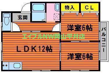 メゾン浅越2(2LDK/2階)の間取り写真