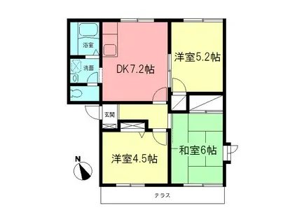 プランドールA(3DK/1階)の間取り写真