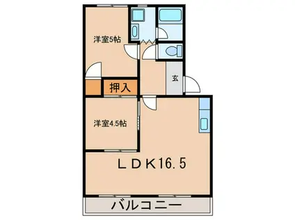 CRYSTAL PALECE(2LDK/1階)の間取り写真