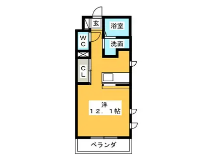 バンテージおりど(ワンルーム/1階)の間取り写真