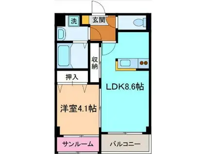 エタンセル(1LDK/1階)の間取り写真