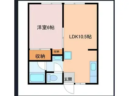 第2コーポおおとり荘(1LDK/1階)の間取り写真