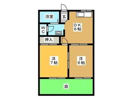 ソレーユミツムロB(2DK/1階)の間取り写真