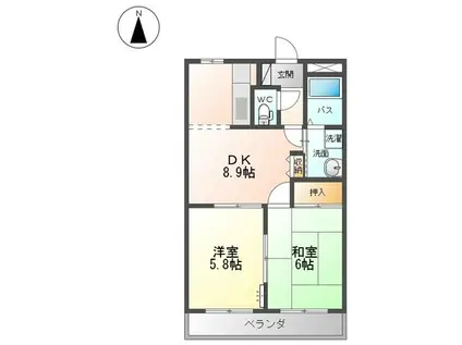 エポックシュー1番館 TC(2DK/1階)の間取り写真