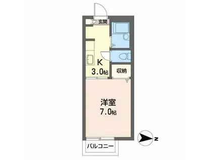 ピエス・セットシューB(1K/2階)の間取り写真