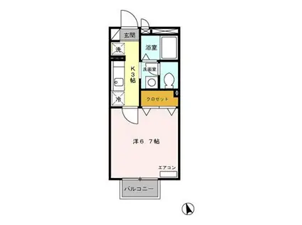 ウイステリア(1K/2階)の間取り写真