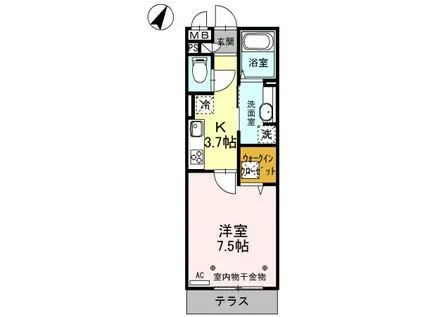 キャンベル(1K/1階)の間取り写真