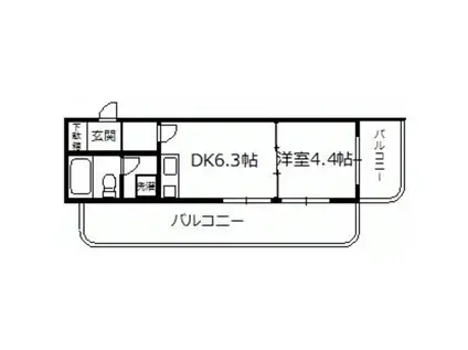 朝日プラザ堤町II(1DK/4階)の間取り写真