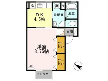 セジュール寿(1DK/2階)の間取り写真