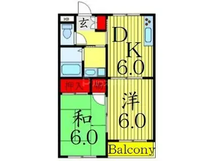 メゾン木下(2DK/2階)の間取り写真