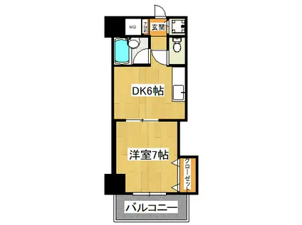 ラーバンK(1DK/2階)の間取り写真