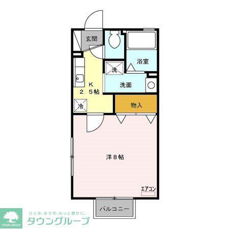 リアルコートI(1K/2階)の間取り写真