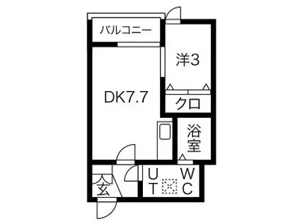 メリディアン迫参番館(1DK/3階)の間取り写真